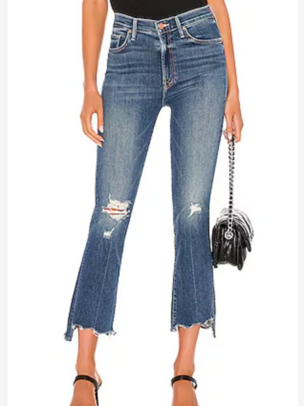 MOTHER The Insider Crop Step Chew Jeans Sz 25 in Dancing on Coals
